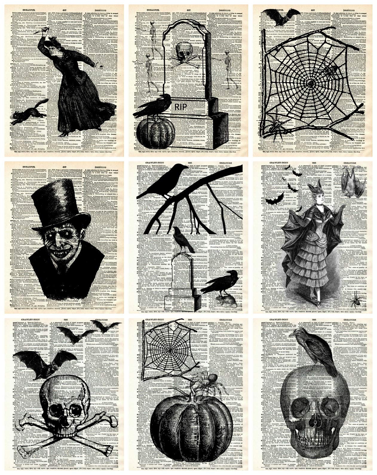 Amazon Halloween Dictionary Pages Collage Sheet Halloween Scrapbooking ATC Altered Art 8 5 X 11 