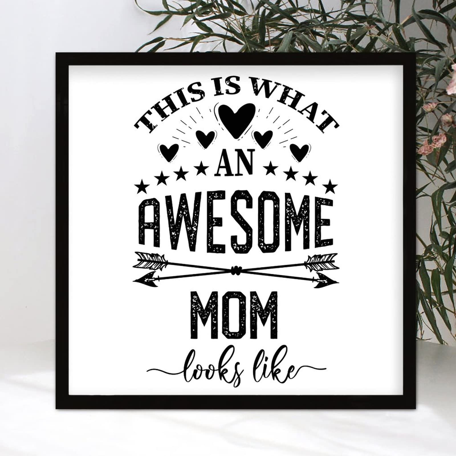 Amazon Inspirational Quotes 12x12in Wooden Wall Art Sign With Family Quotes This Is What Awesome Mom Looks Like Black Frame Wooden Plaque For Cottage Bathroom Farmhouse Porch Cafe Bar Wall Decor 