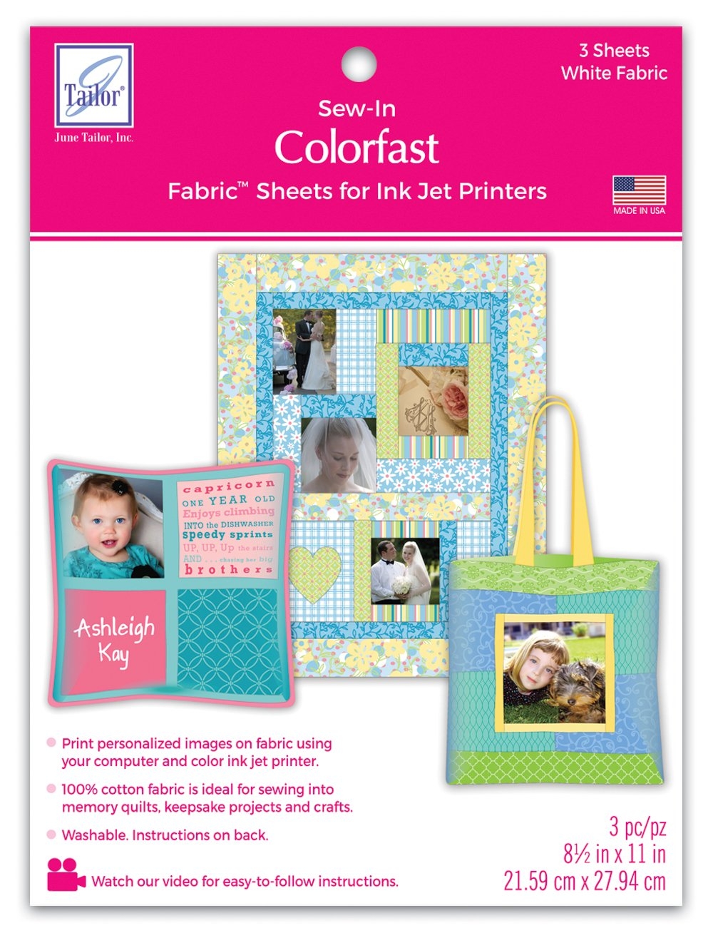 White Colorfast Printable Fabric Sheets