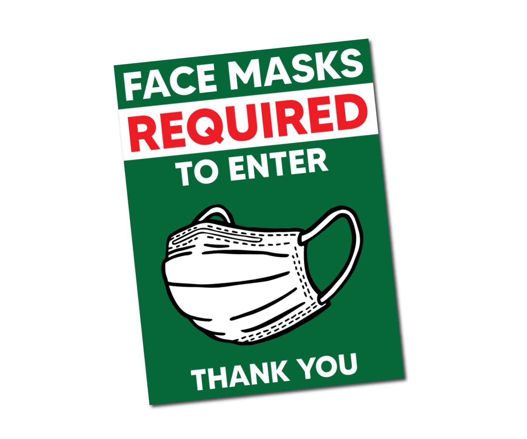 Amazon Milweb1 Face Mask Required To Enter Window Decal 7 5 X 10 7 5 x10 5 Pack Green Office Products