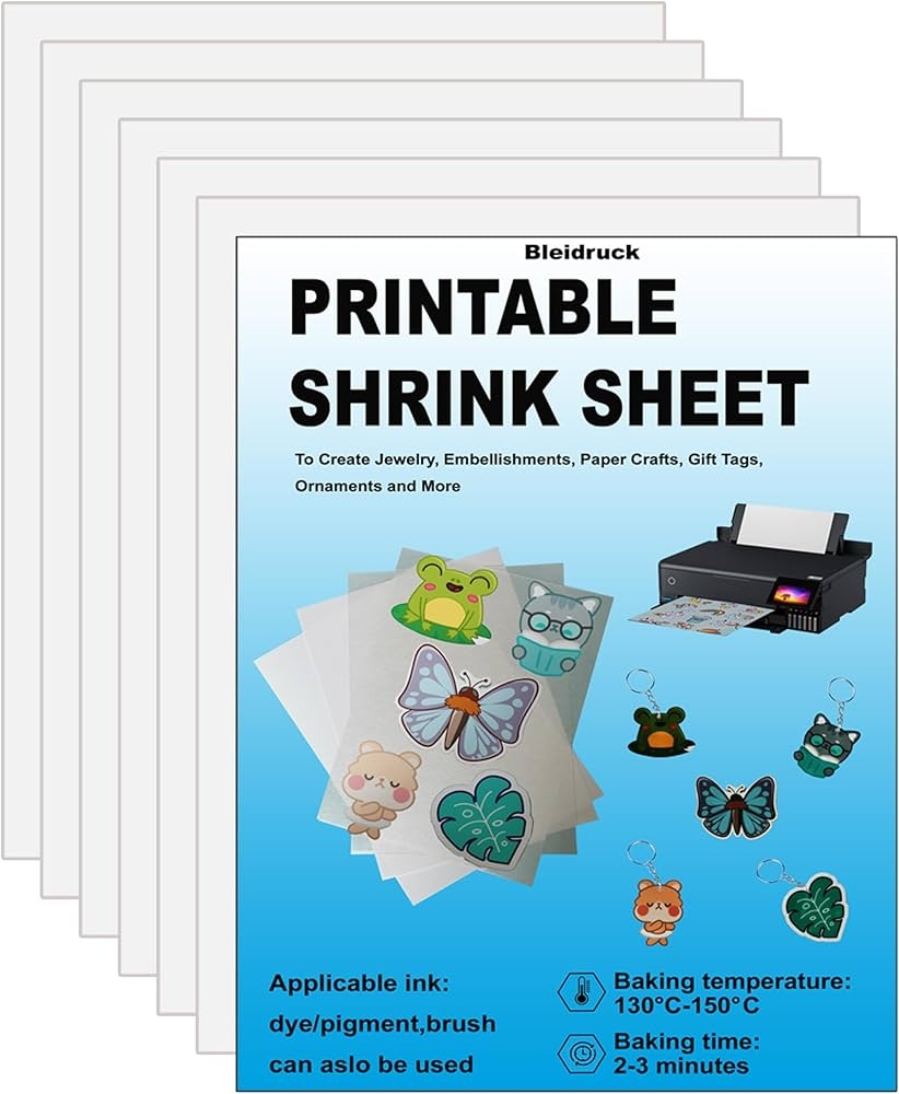 Amazon Printable Shrink Plastic Sheets Shrink Films Papers For Kids Creative Craft 6 Glossy White Sheets 8 3 X 11 7 Inch For Inkjet Printer Office Products