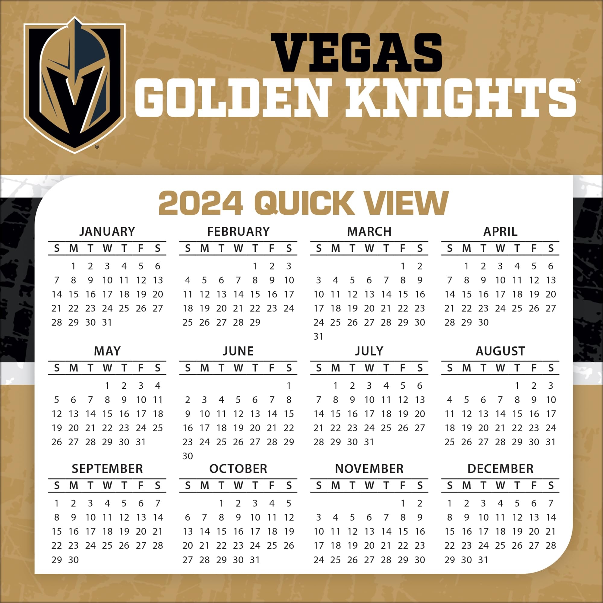 Calendrier Golden Knights Printable Schedule