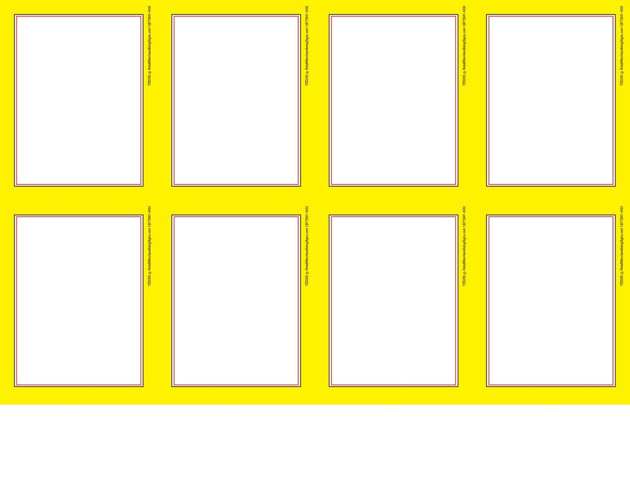 Amazon YZD203 Price Sign Laser Cards Blank Yellow Border PC Printable 100 8 1 2 X 11 Sheets Per Pack Retail Supermarket Grocery Business Store Signs 8 Up 2 3 4 X 3 1 2 Office Products