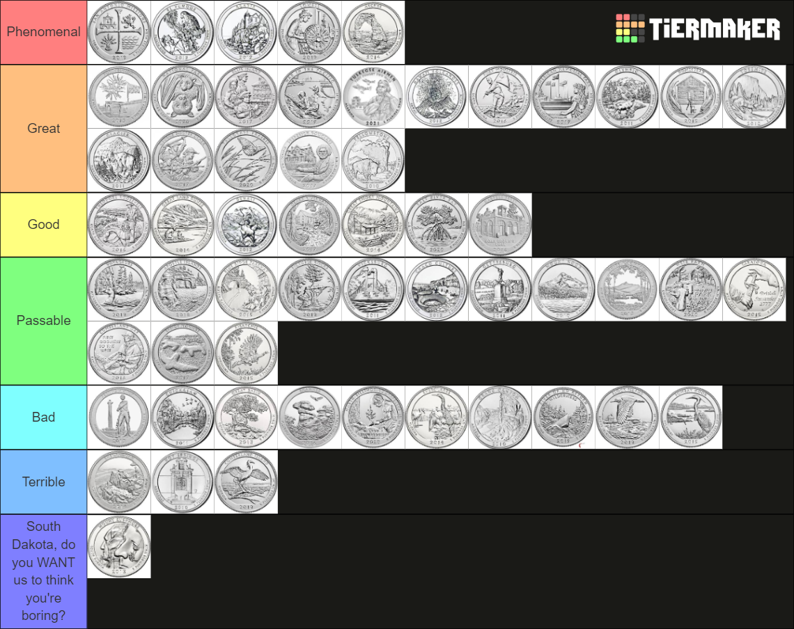 America The Beautiful Quarter Design Tier List My Opinion Explanations In Comments R coins