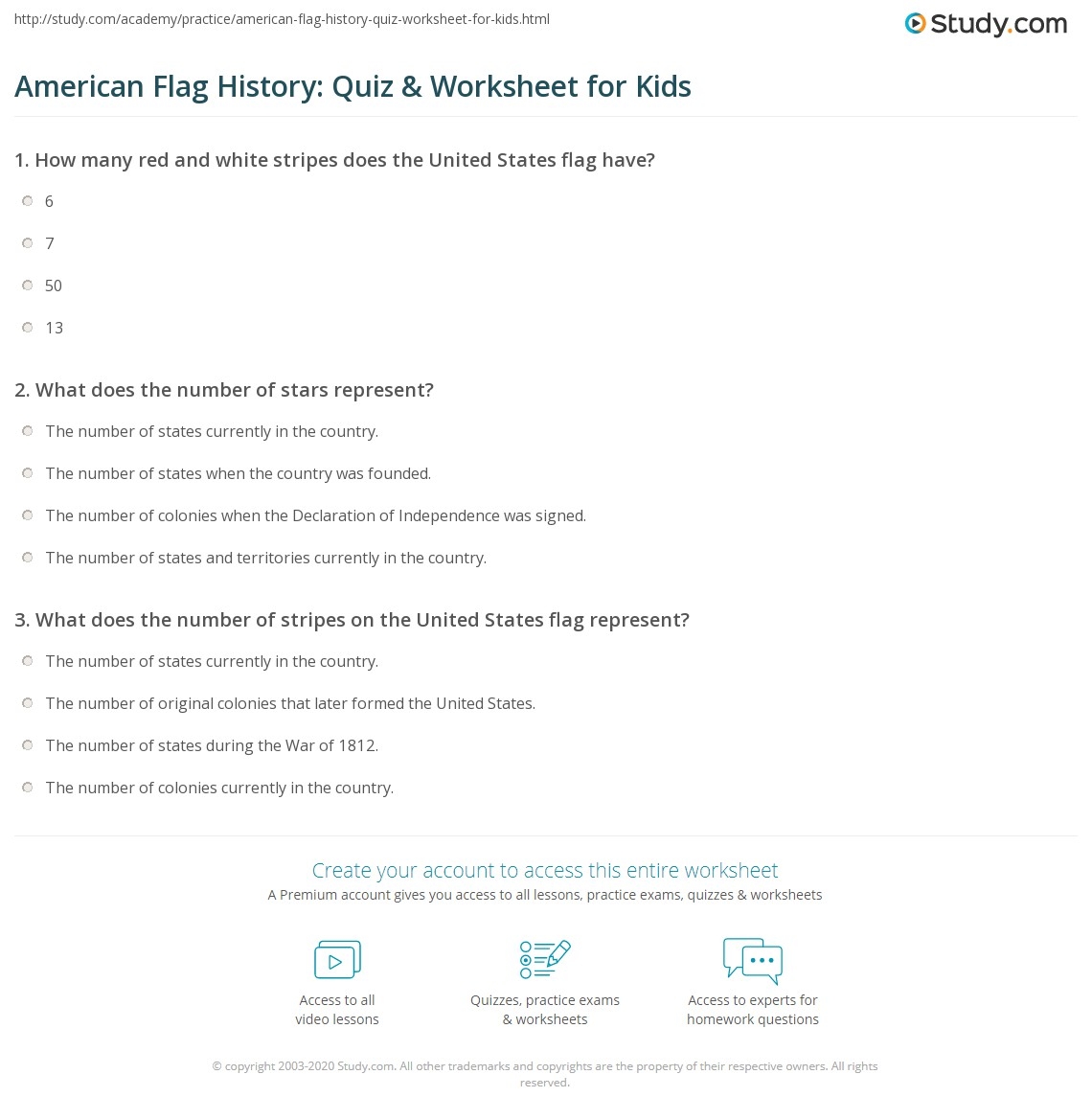 American Flag History Quiz amp Worksheet For Kids Study Worksheets Library