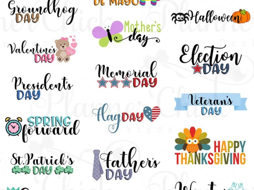 Annual Holidays Planner Stickers Worksheets Library