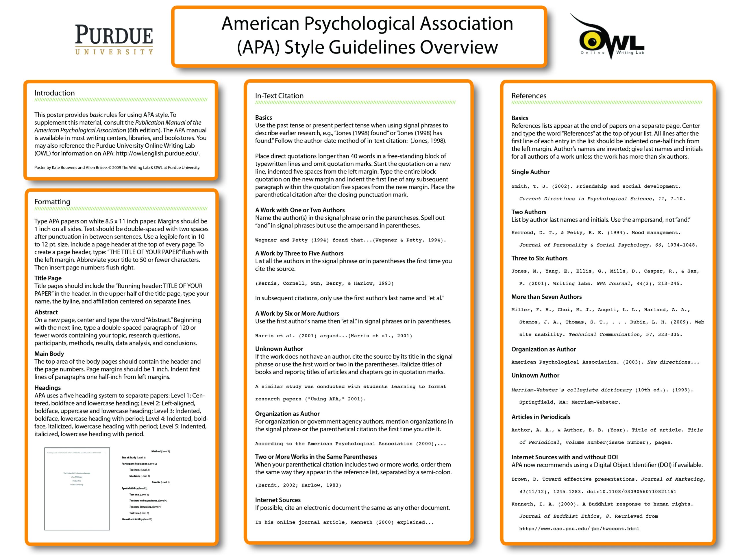 APA Classroom Poster Purdue OWL Purdue University