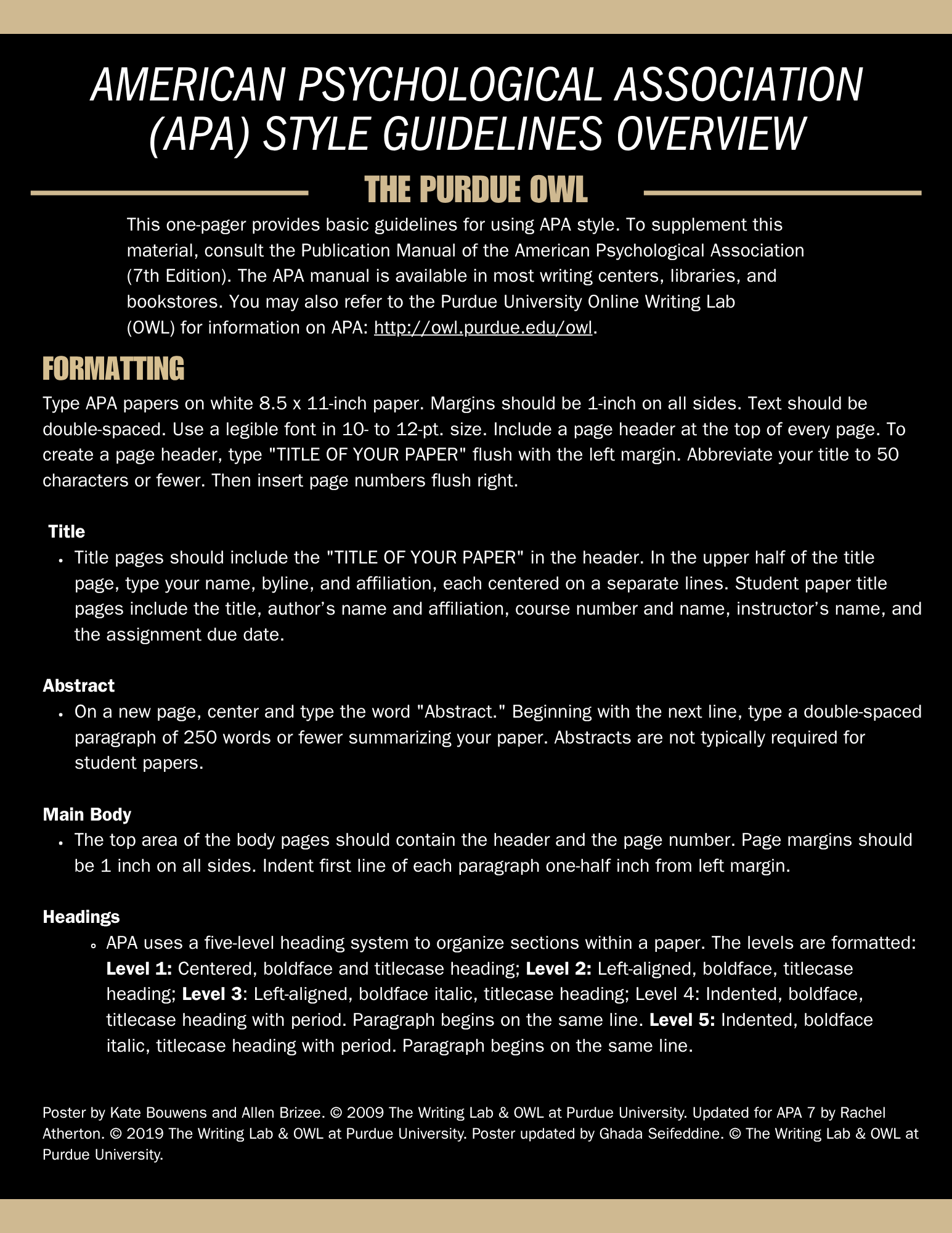 APA Classroom Poster Purdue OWL Purdue University