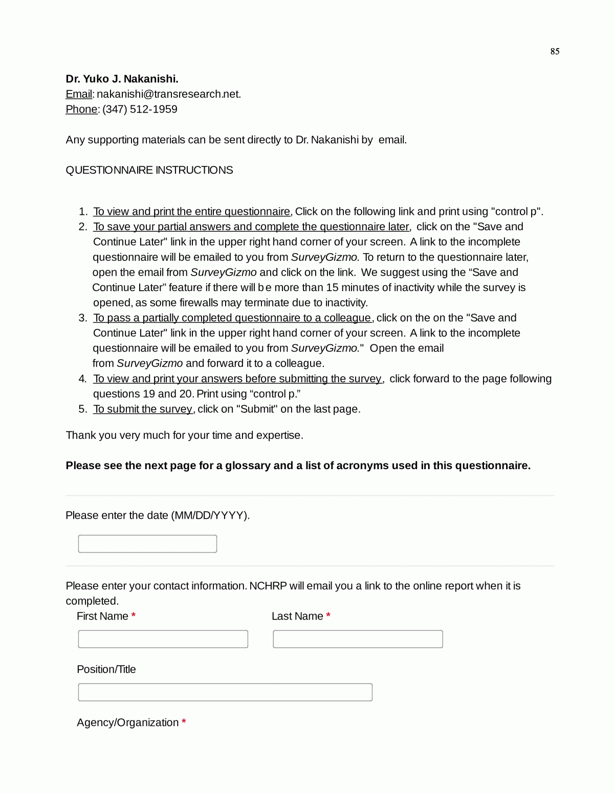 APPENDIX B Survey Questionnaire Interactive Training For All Hazards Emergency Planning Preparation And Response For Maintenance And Operations Field Personnel The National Academies Press