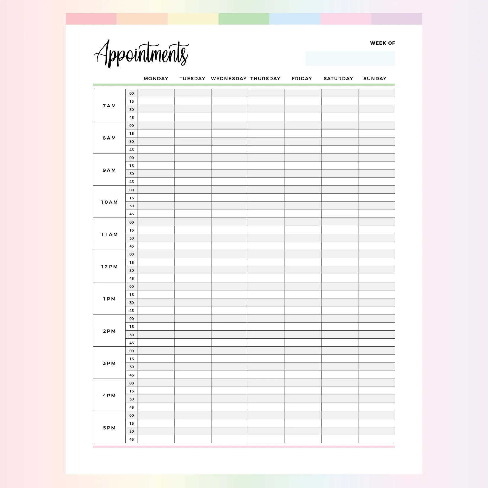Printable Appointment Schedule Calendar