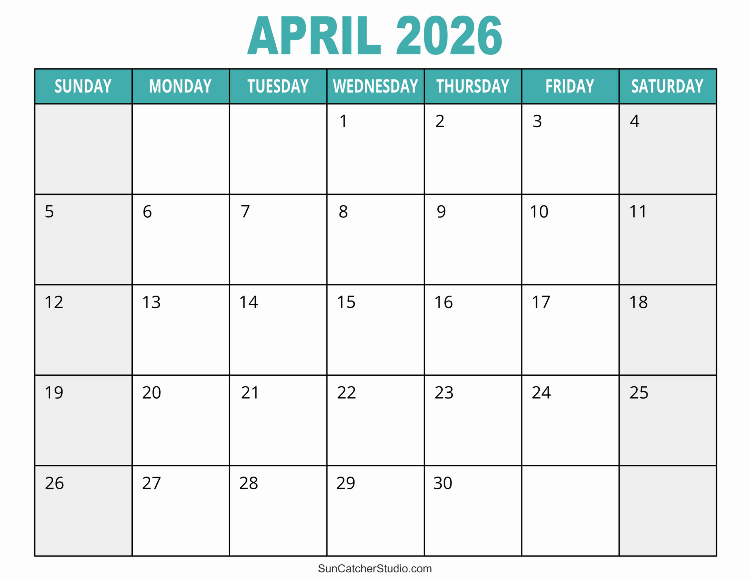 Printable Weekly Work Schedule April 2026