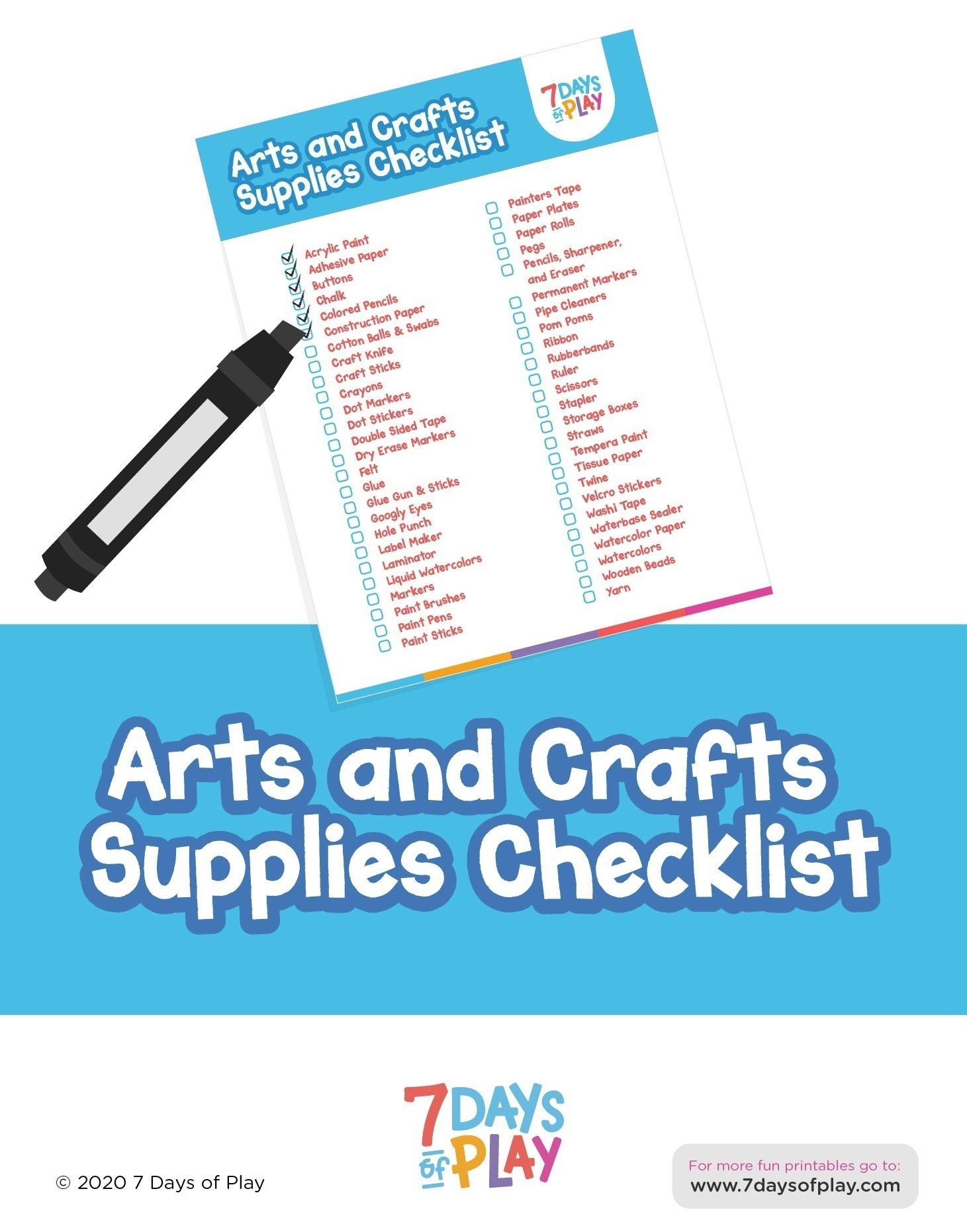 Organize Craft Supply List Printable