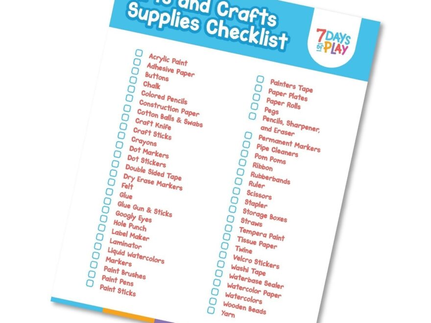 Art And Craft Supply Checklist Printable 7 Days Of Play