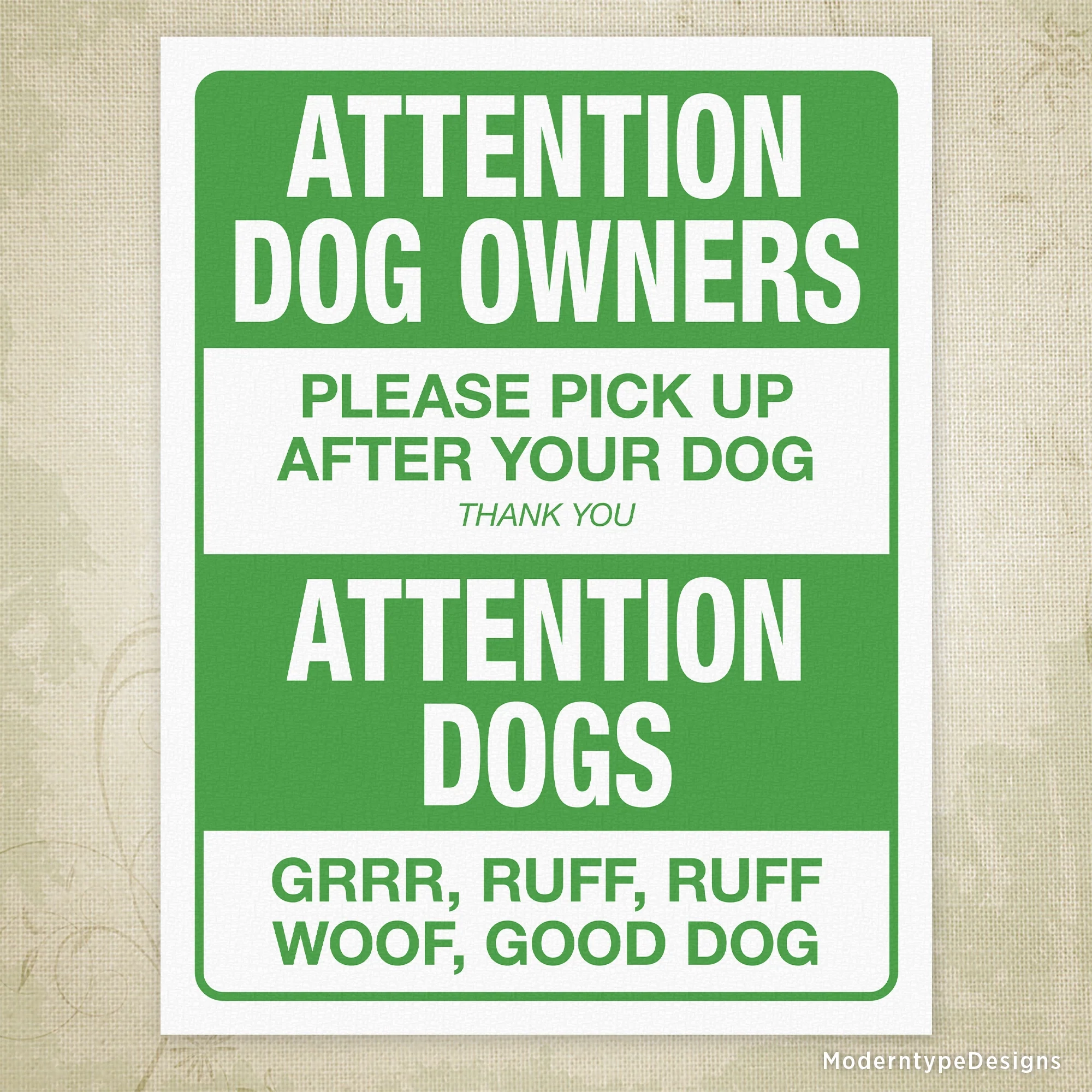 Attention Dogs And Owners Printable Sign