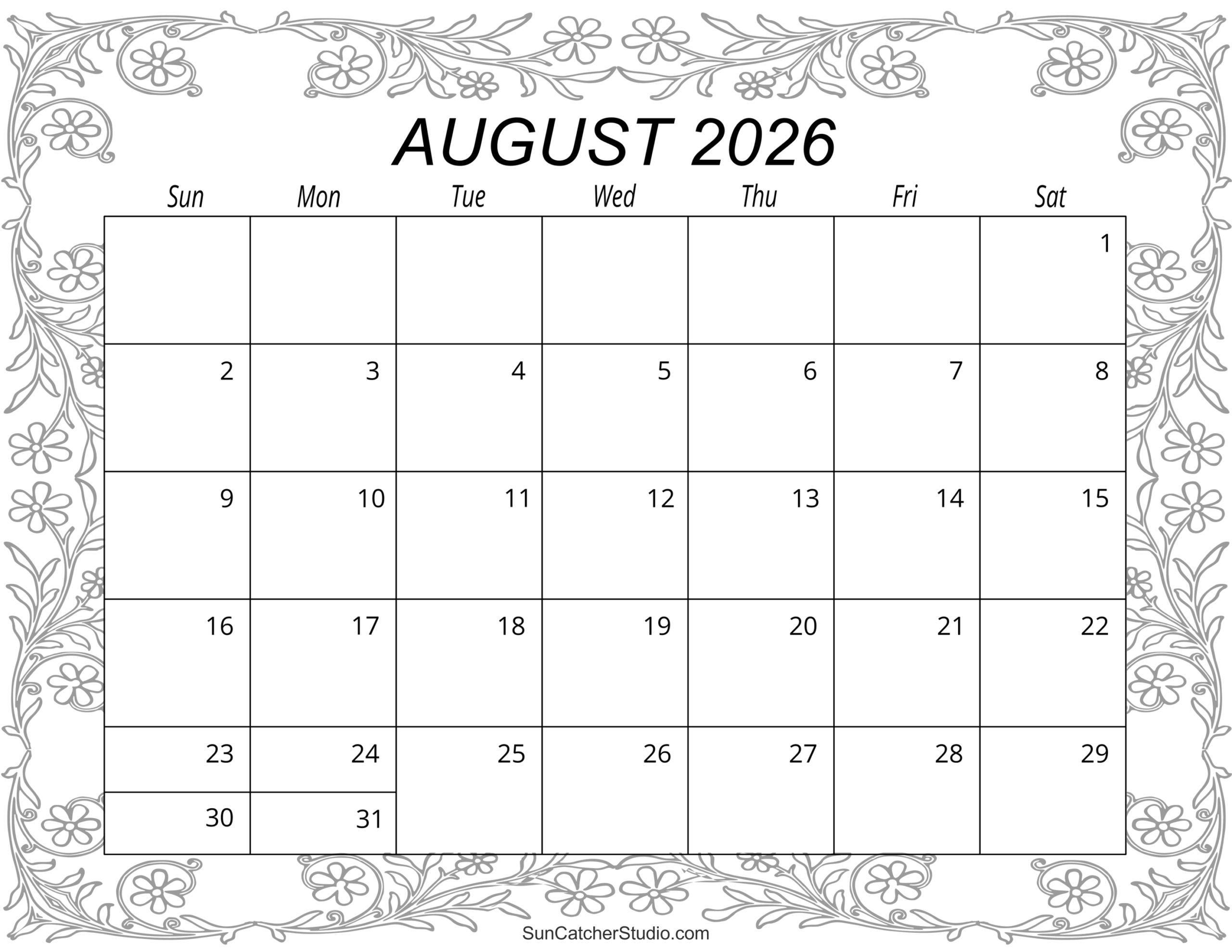 Cute Printable Planner August 2026