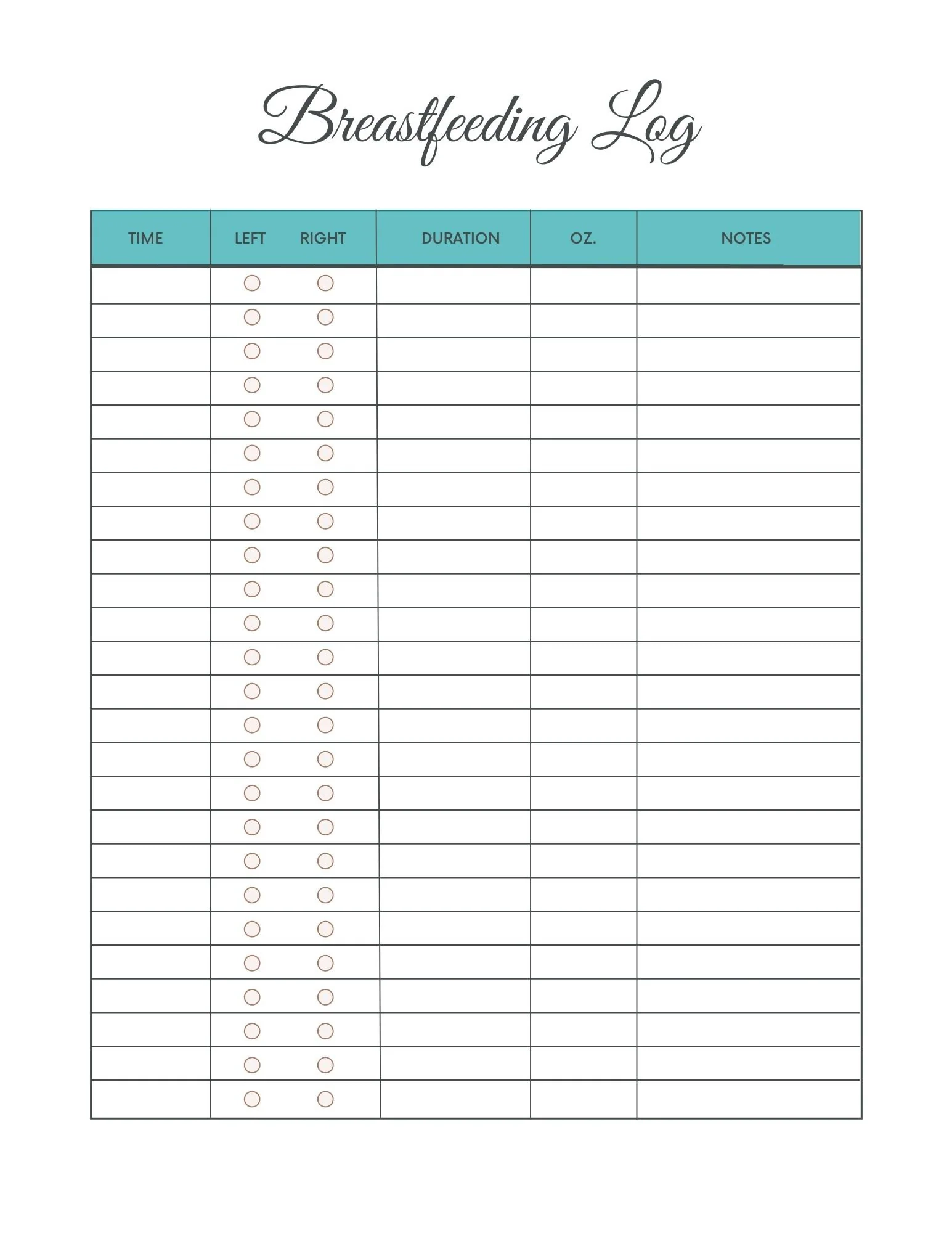 Agriculture Feeding Chart Template Printable