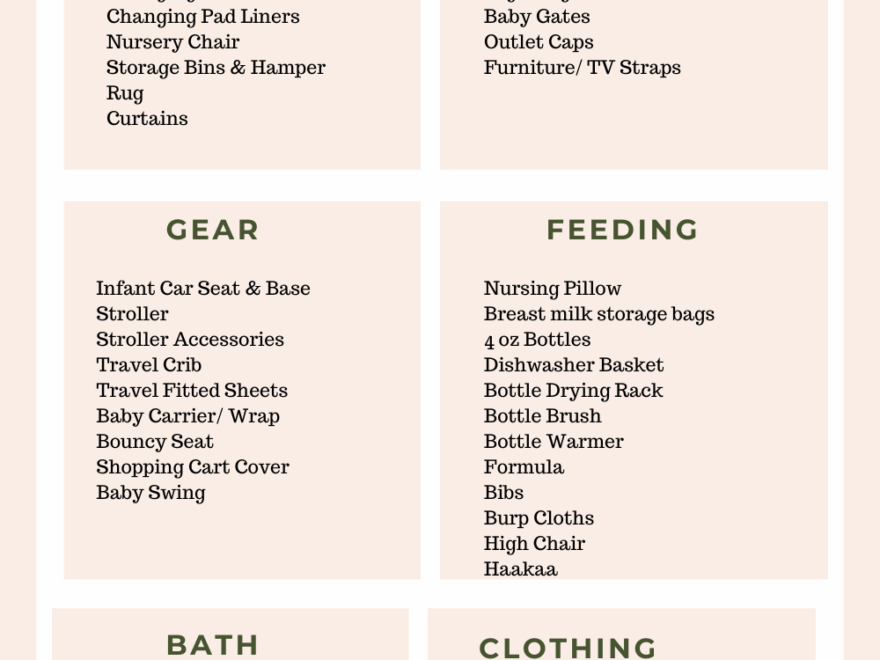 BABY REGISTRY CHECKLIST PRINTABLE PDF Nursery Design Studio