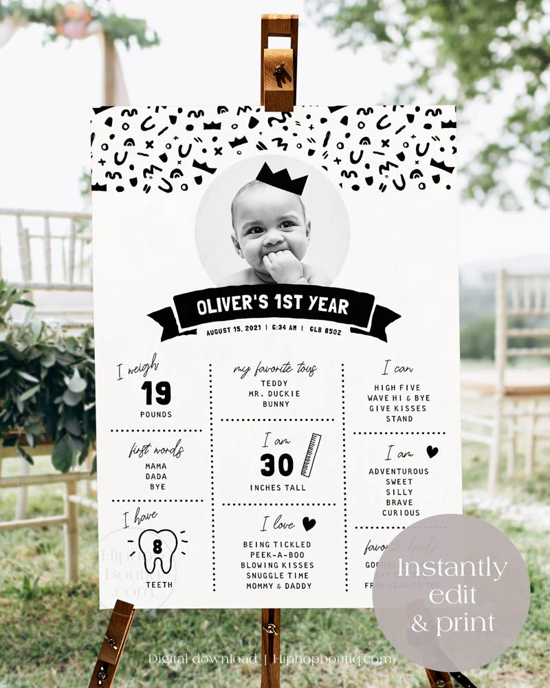 Baby s First Year Editable Milestone Sign Template HiphopBoutiq