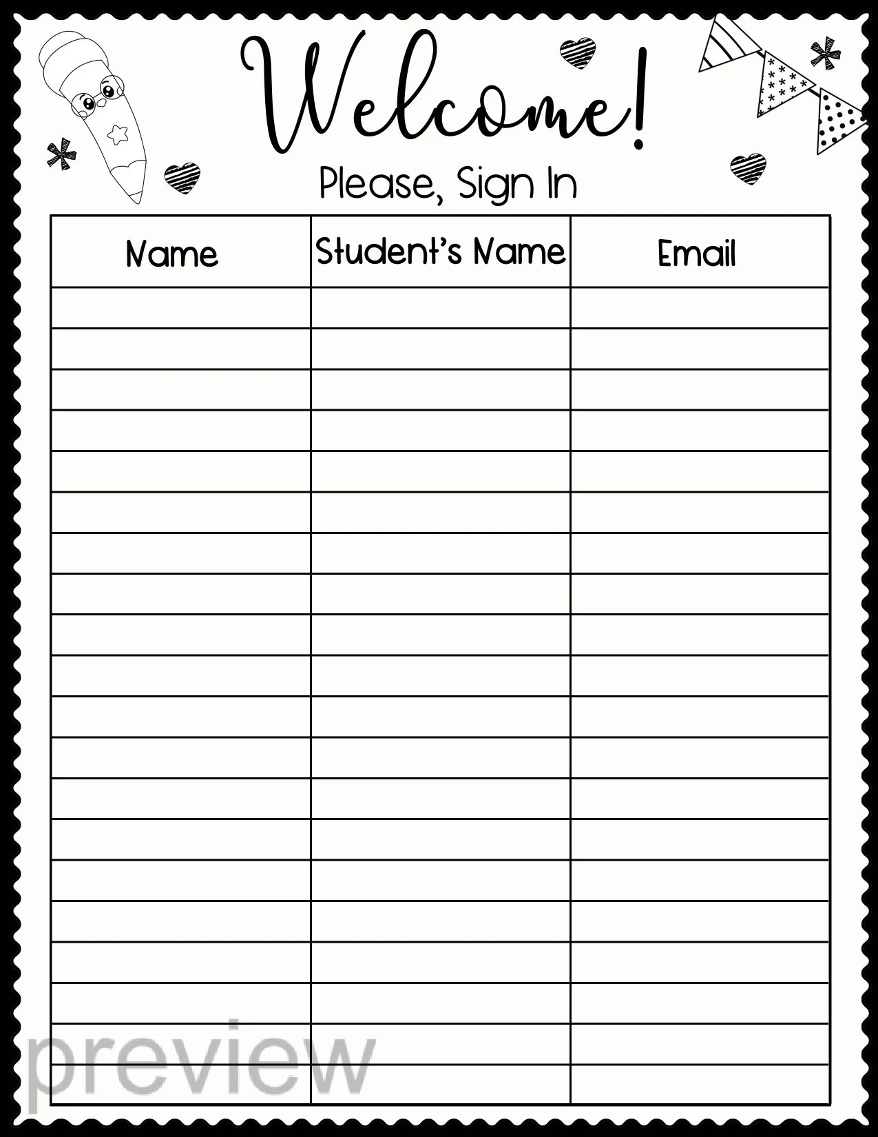 Back To School Open House Night Sign In Sheets Meet The Teacher Templates First Day Of School PPT Volunteer Sign Up Sheet Etsy