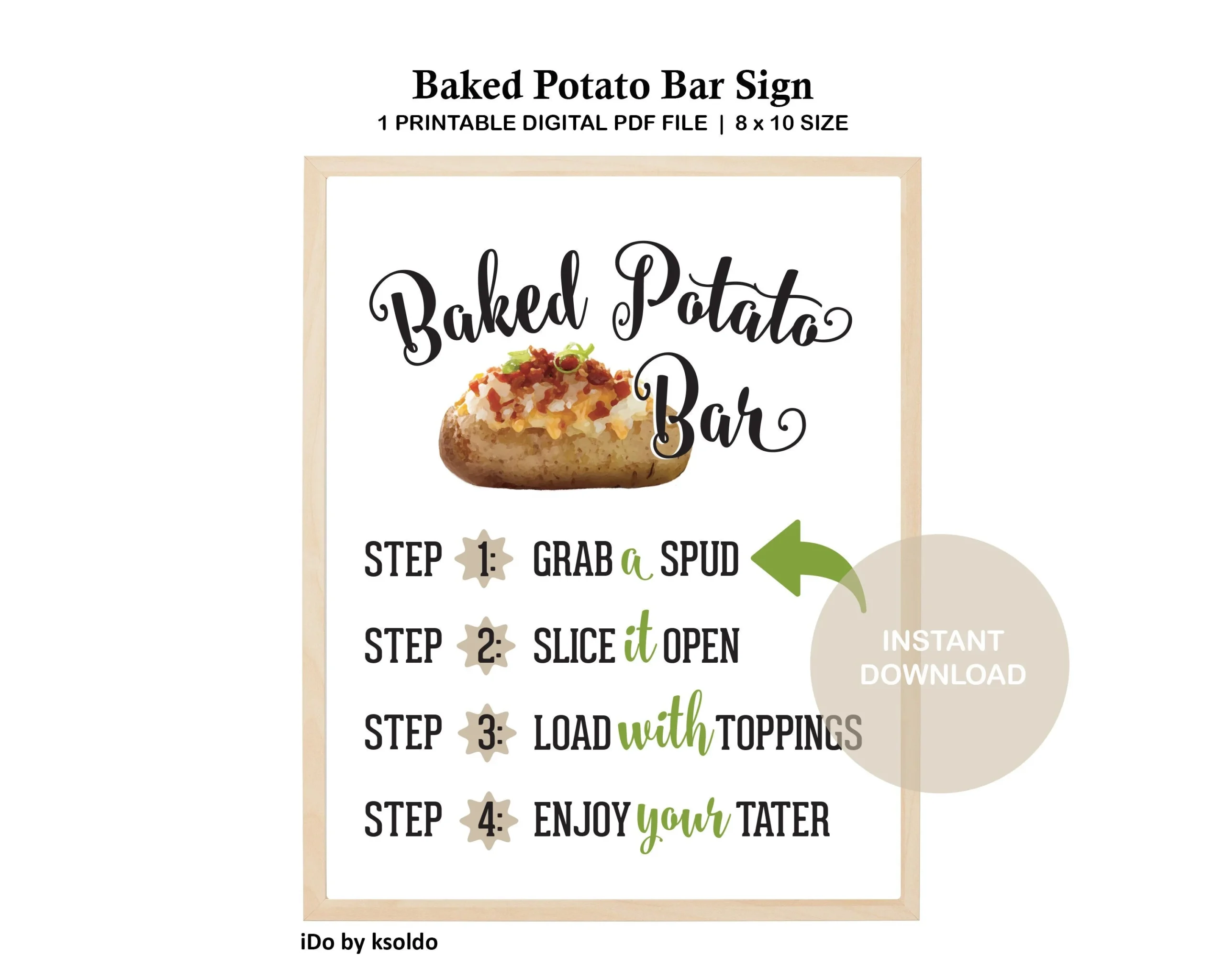 Baked Potato Bar Sign Build Your Own Potato Station Self Serve Potato Bar Loaded Potato Baked Potato spud tater printable download Etsy Sweden