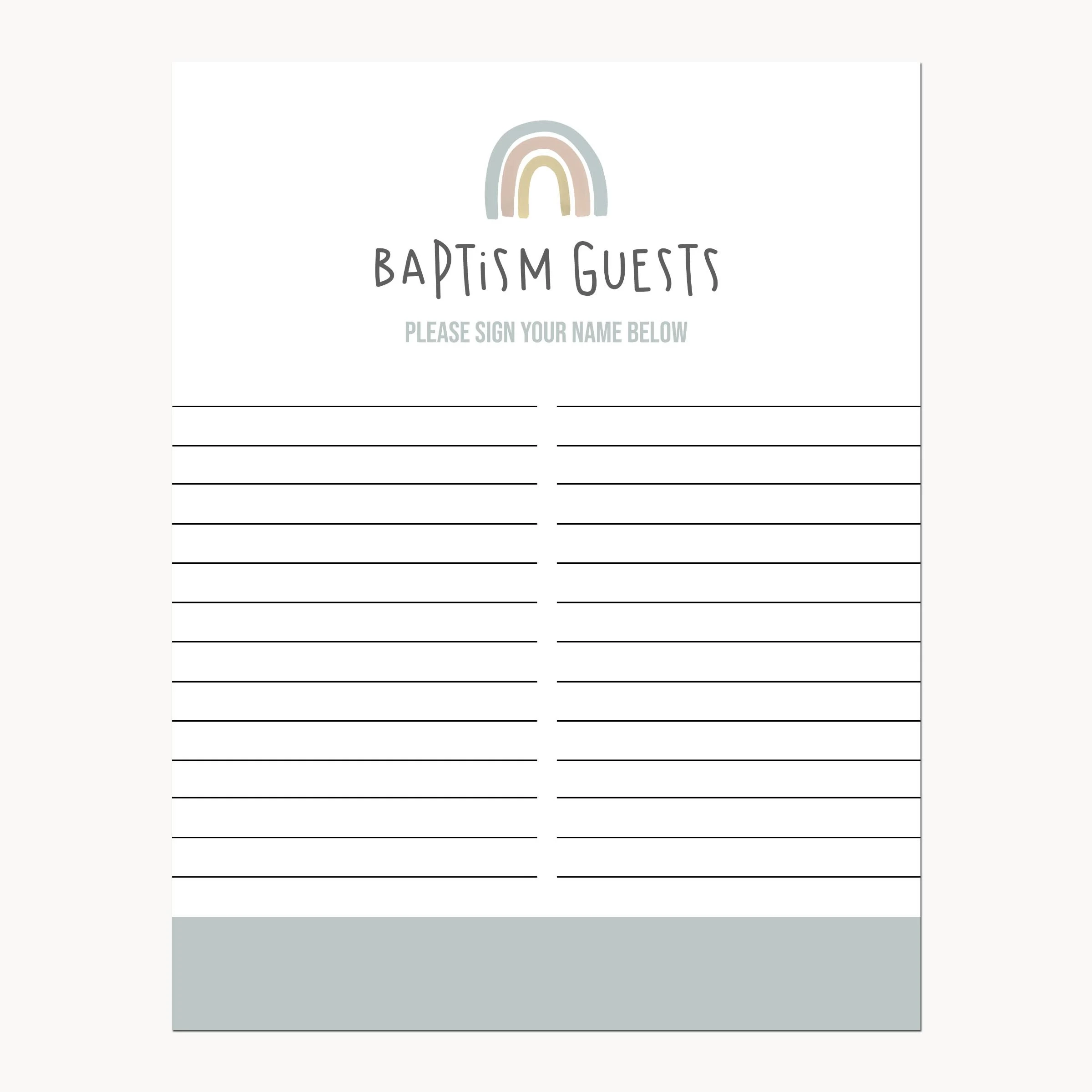 Baptism Guest Sign in Sheet LDS Baptism Guests Rainbow 2 Files Etsy