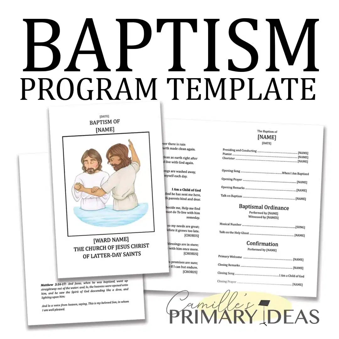 Baptism Program Template Camille s Primary Ideas