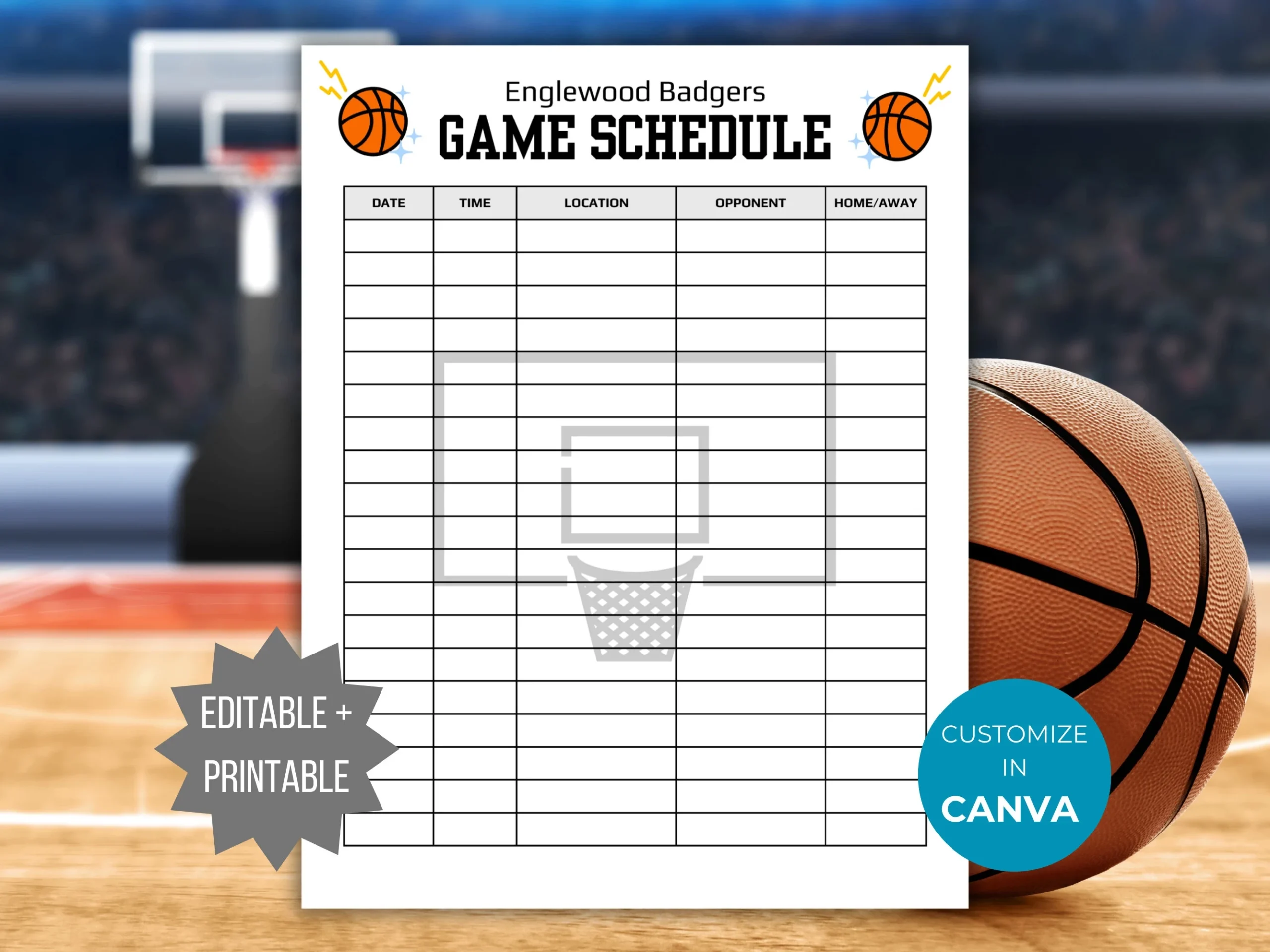 Planner Printables For Basketball Games