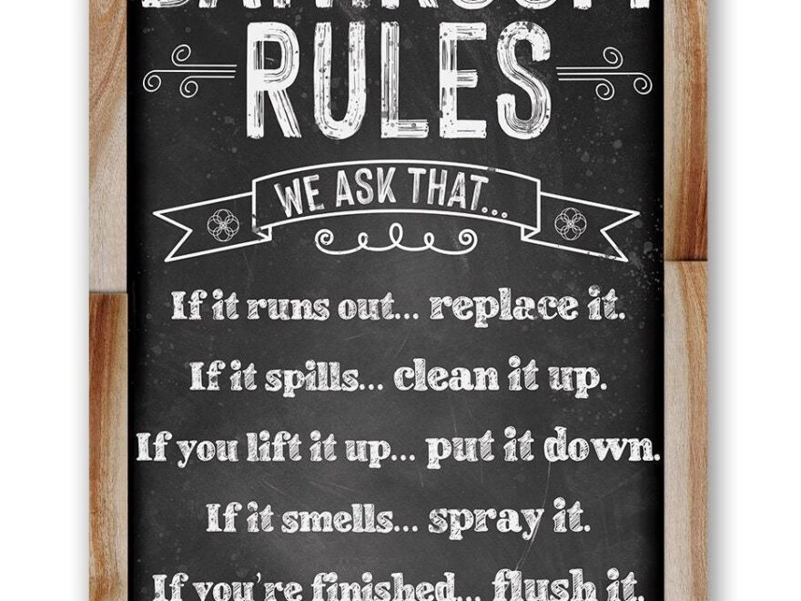 Bathroom Rules Chalkboard Style Metal Sign Lone Star Art