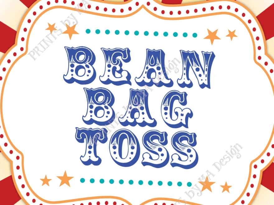 Bean Bag Toss Carnival Party Sign Carnival Games Circus Party Activities PRINTABLE 8x10 16x20 Bean Bag Toss Sign