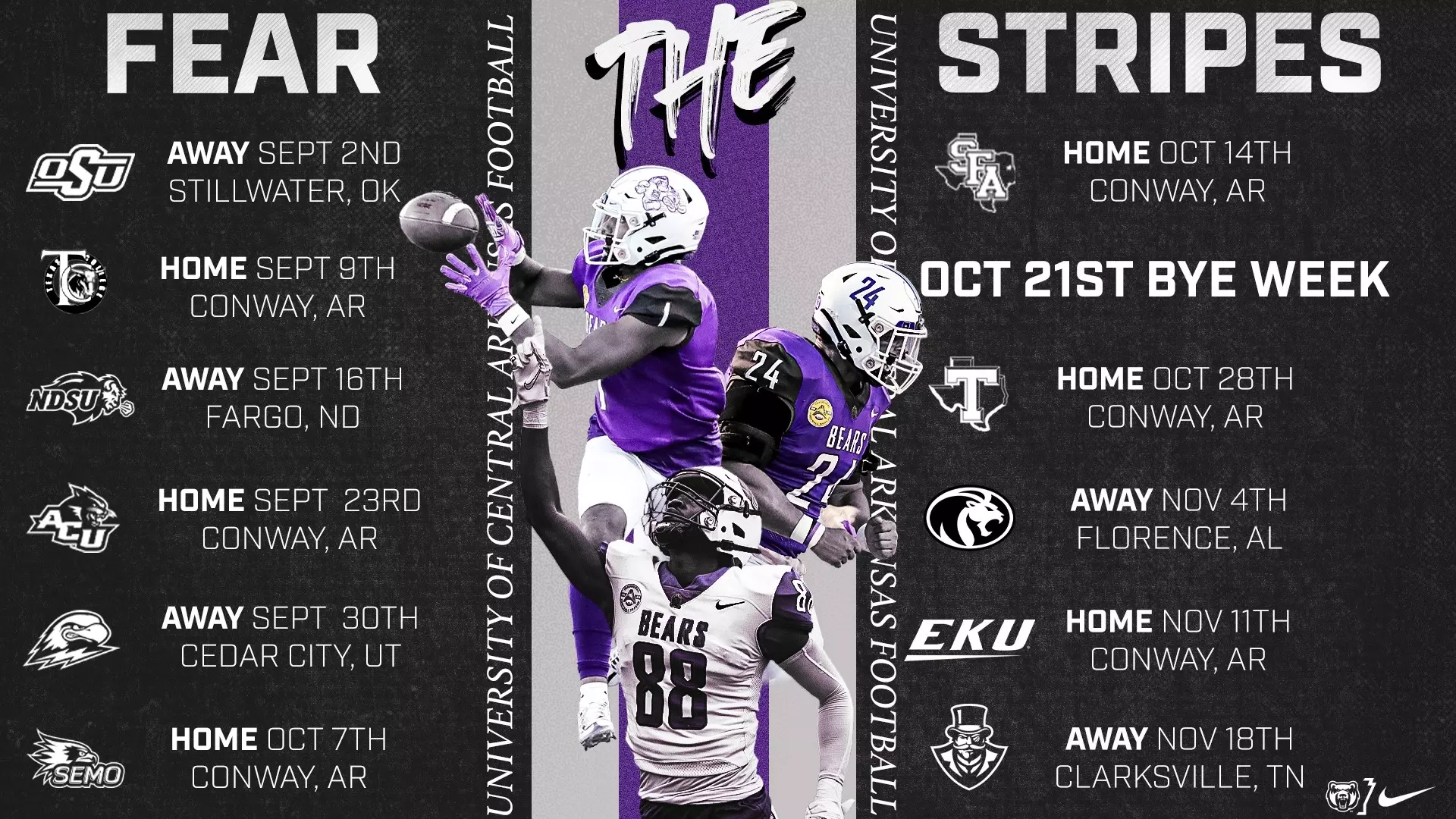 BEARS TO HOST SIX GAMES ON THE STRIPES University Of Central Arkansas Athletics