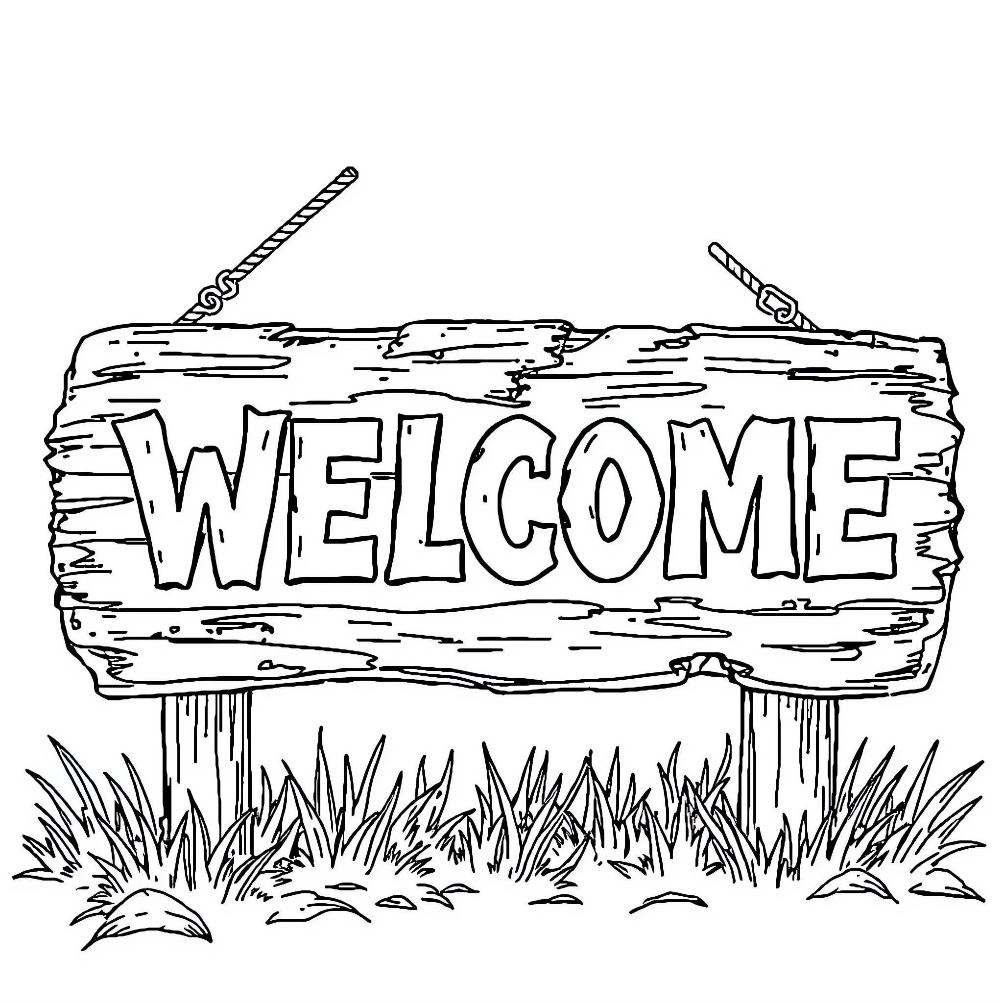 Welcome Sign Printable Free Coloring Page