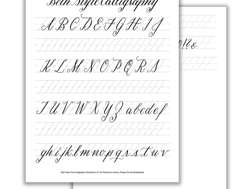 Beth Style Calligraphy Standard Worksheet The Postman s Knock