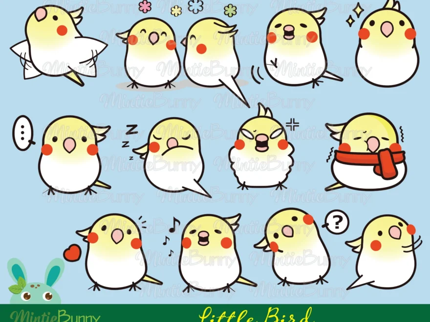 Bird Clipart Animal Clipart Kawaii Clipart Hand Drawn Sticker Set Printable Planner Sticker Kawaii Sticker Etsy