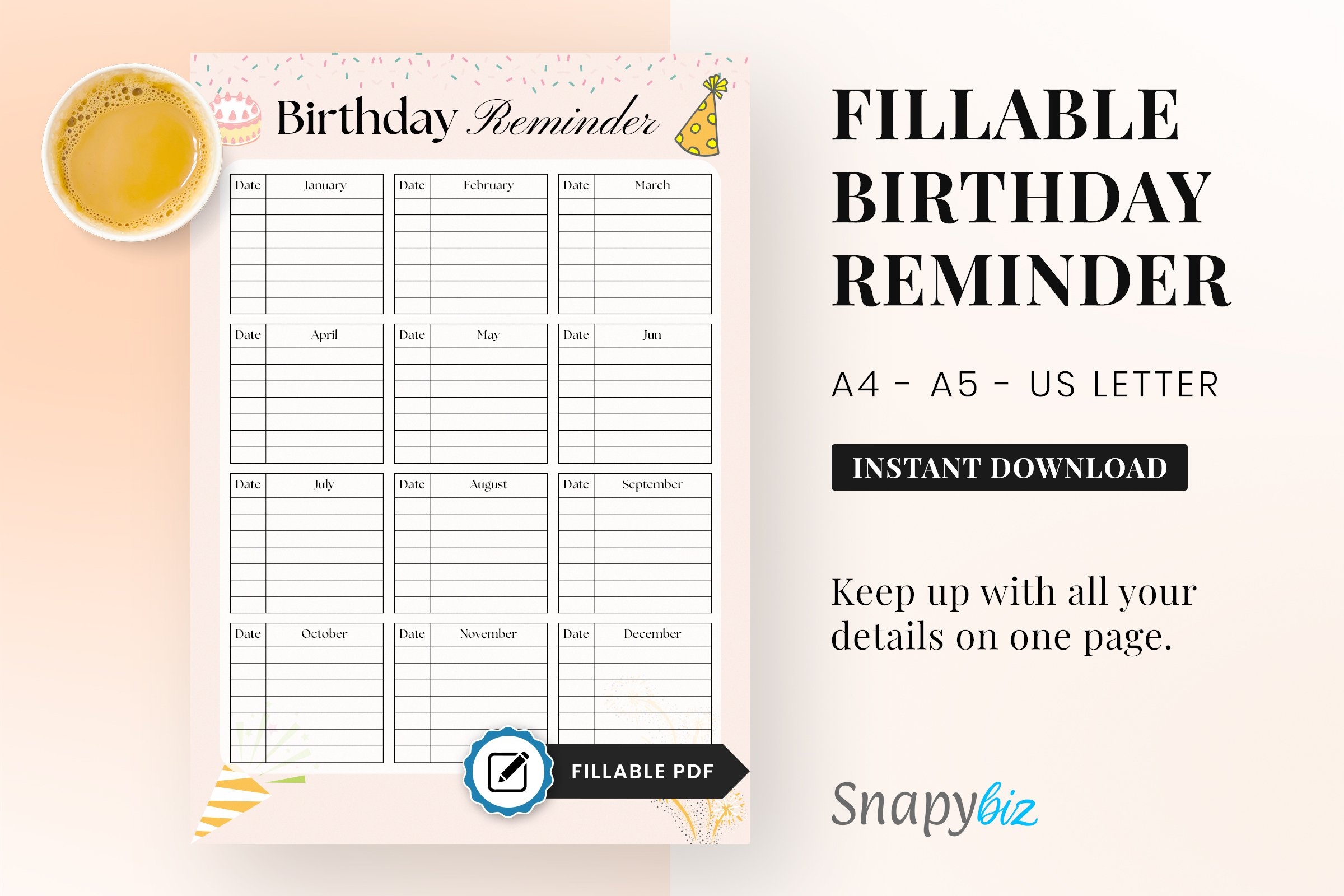 Birthday List Template Birthday Log Template Birthday List
