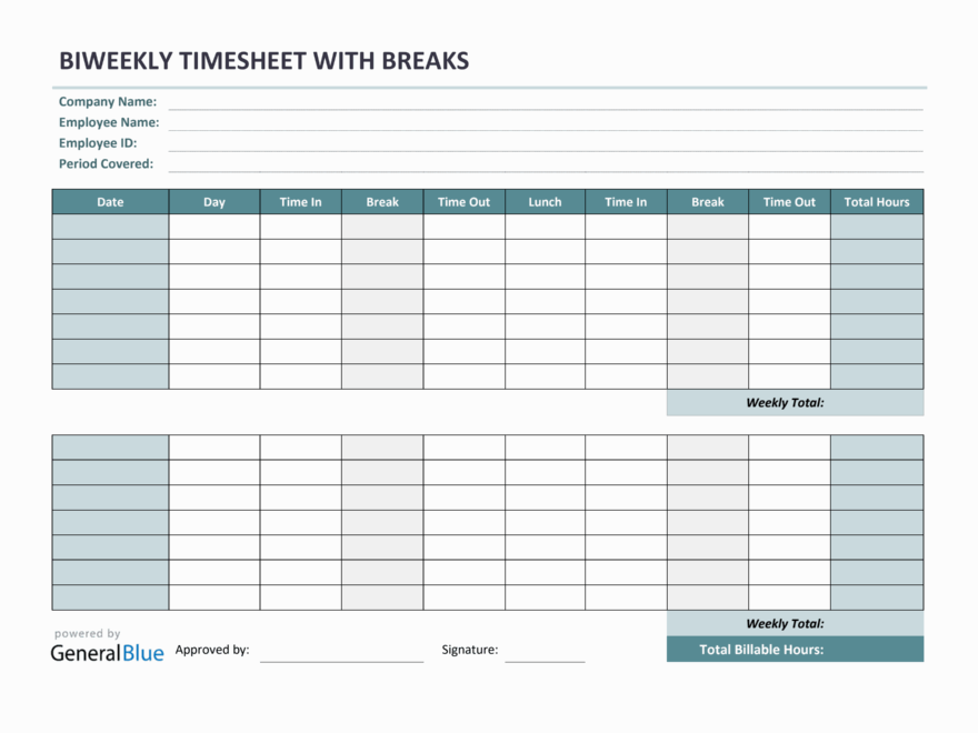 Biweekly Timesheet Templates