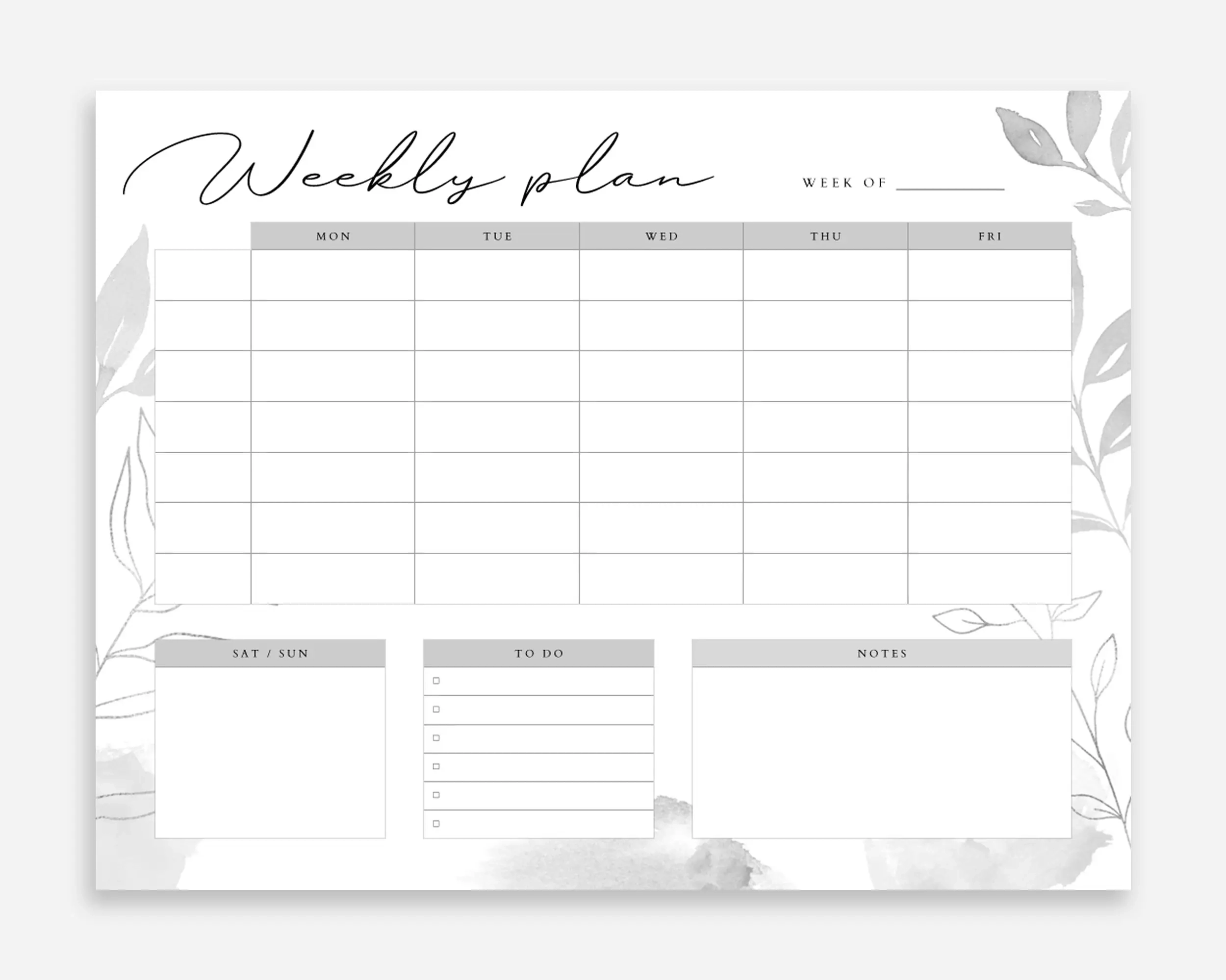 Black And White Weekly Planner Printable Etsy