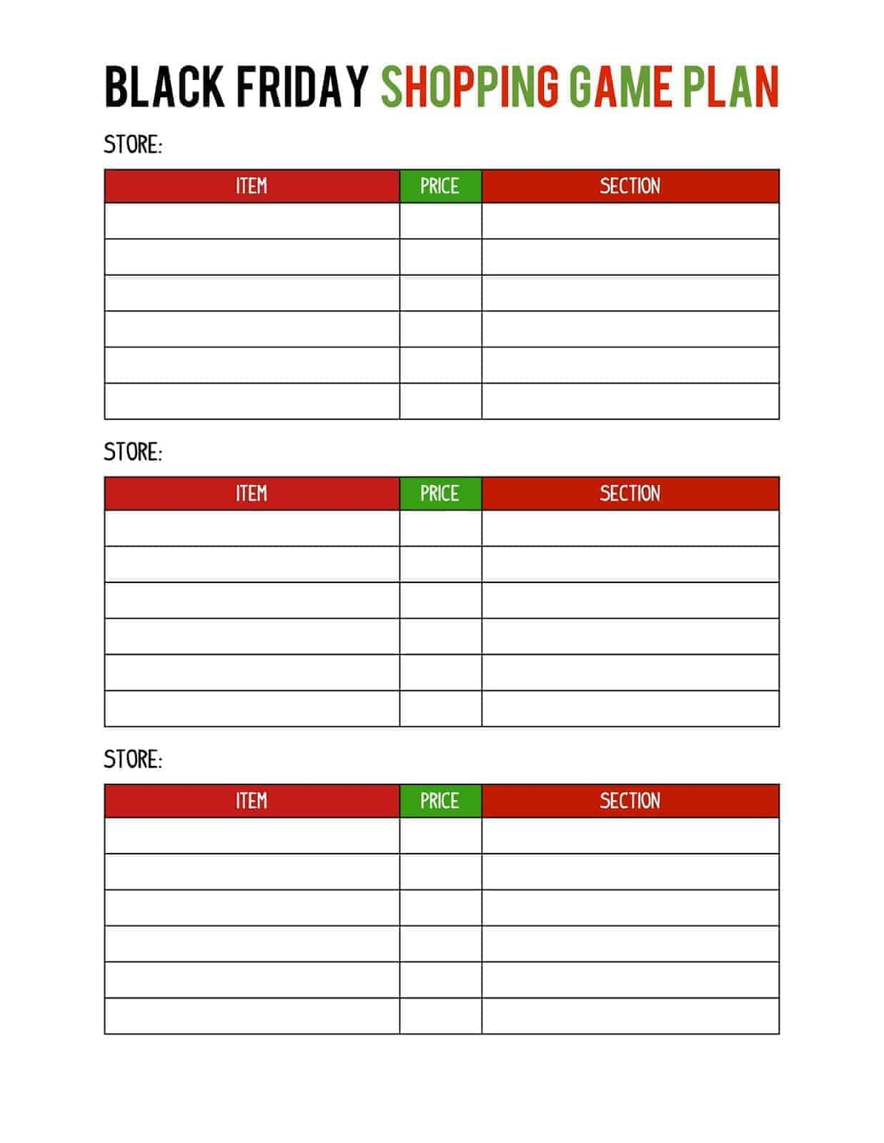 Printable Black Friday Deals List Printable Black Friday Deals List