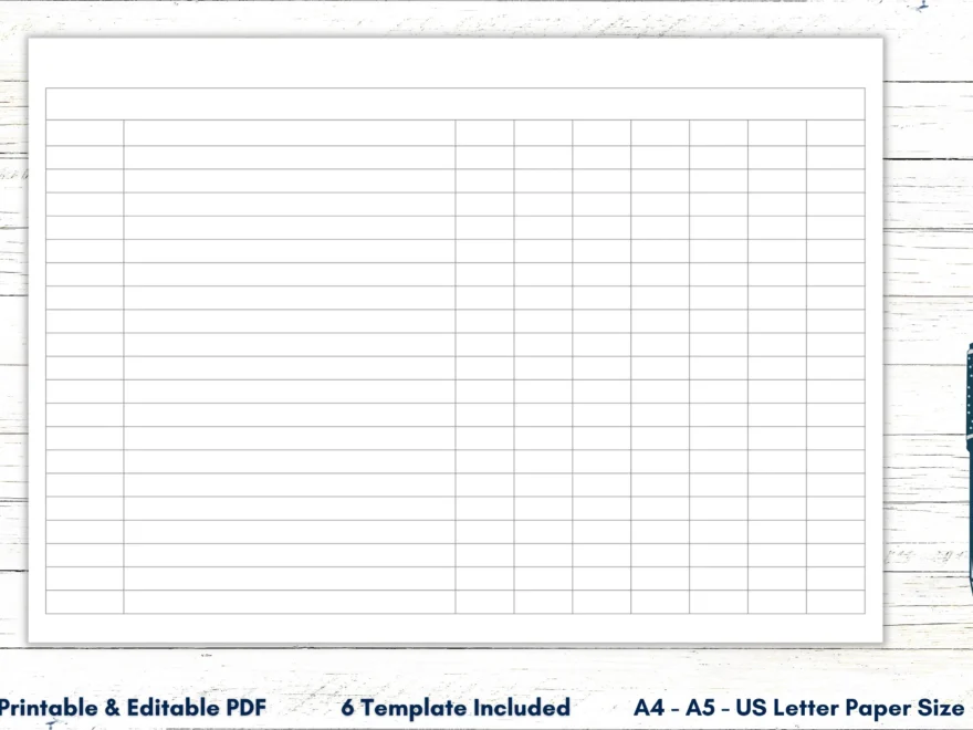 Blank Columns Chart Sheet Printable Editable Blank Worksheet Fillable Blank Columns Table PDF Blank Columns Template Lined Blank Columns Etsy