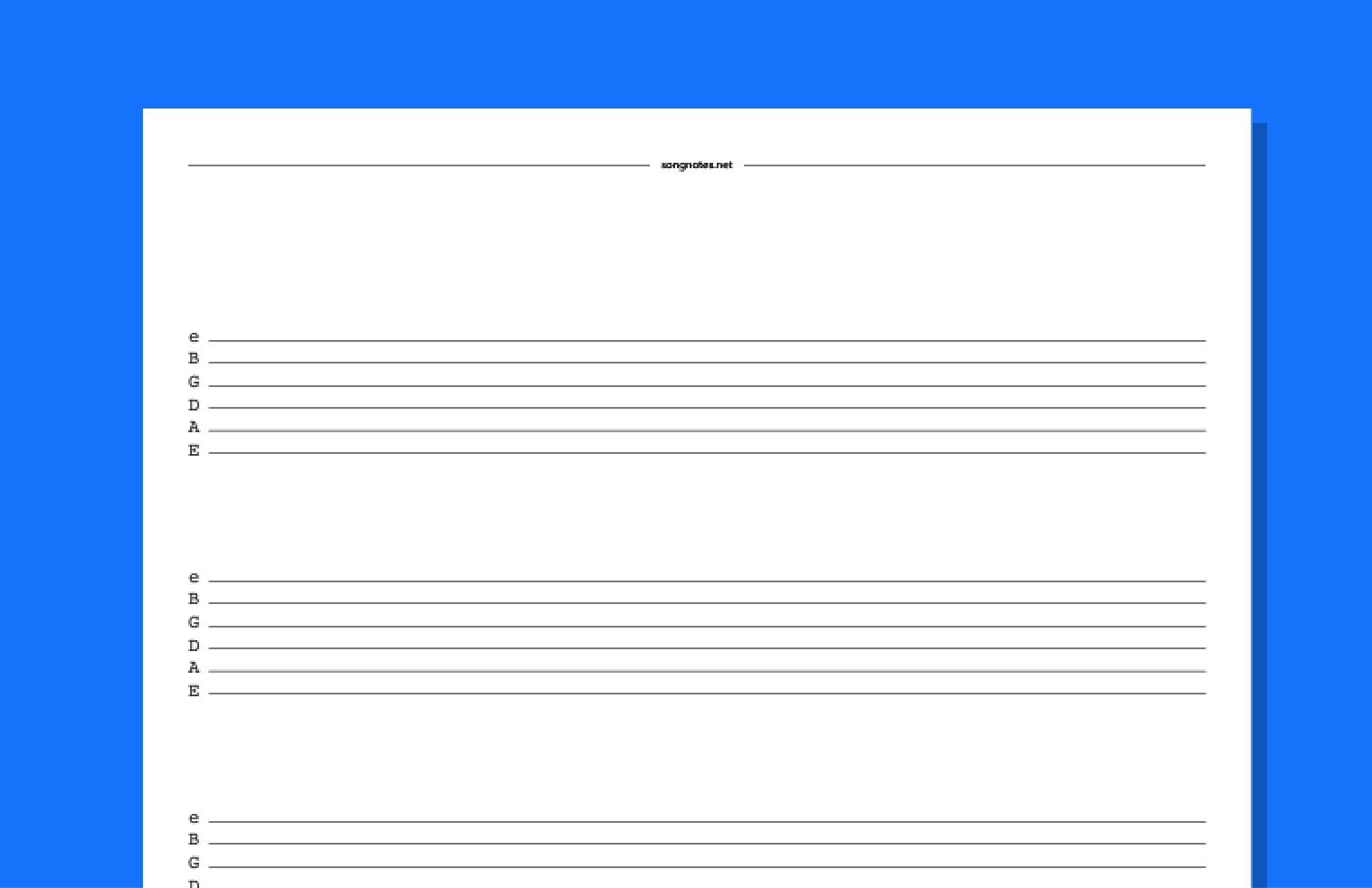 Printable Guitar Tab Sheets