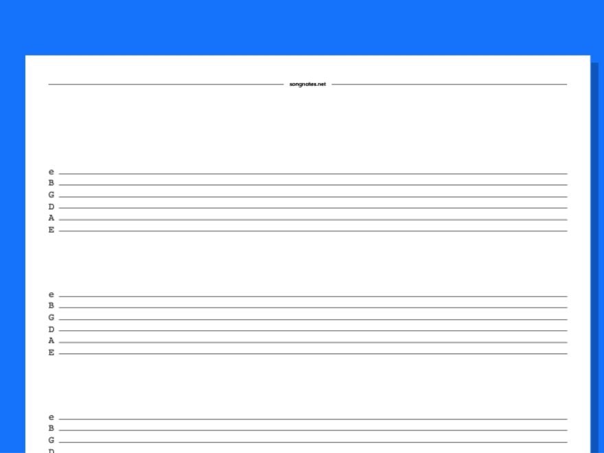 Blank Tabs Free PDF Templates To Download Print And Write Your Own Guitar Tabs