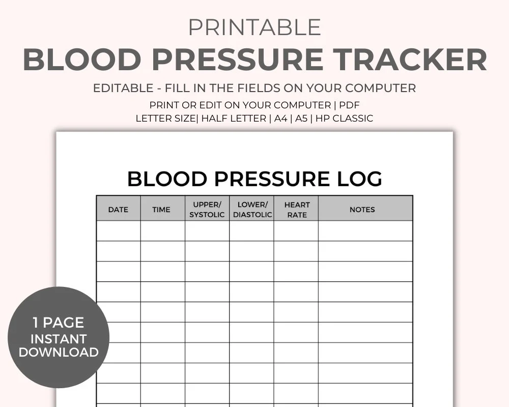 Blank Blood Pressure Chart Printable