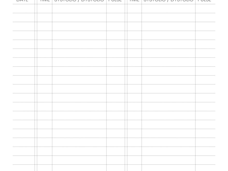 Blood Pressure Log Sheet Paper Trail Design