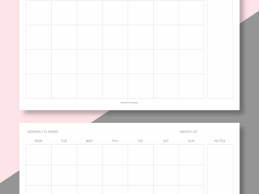 BobbiPrintables Free Printable Minimalist Monthly Planner