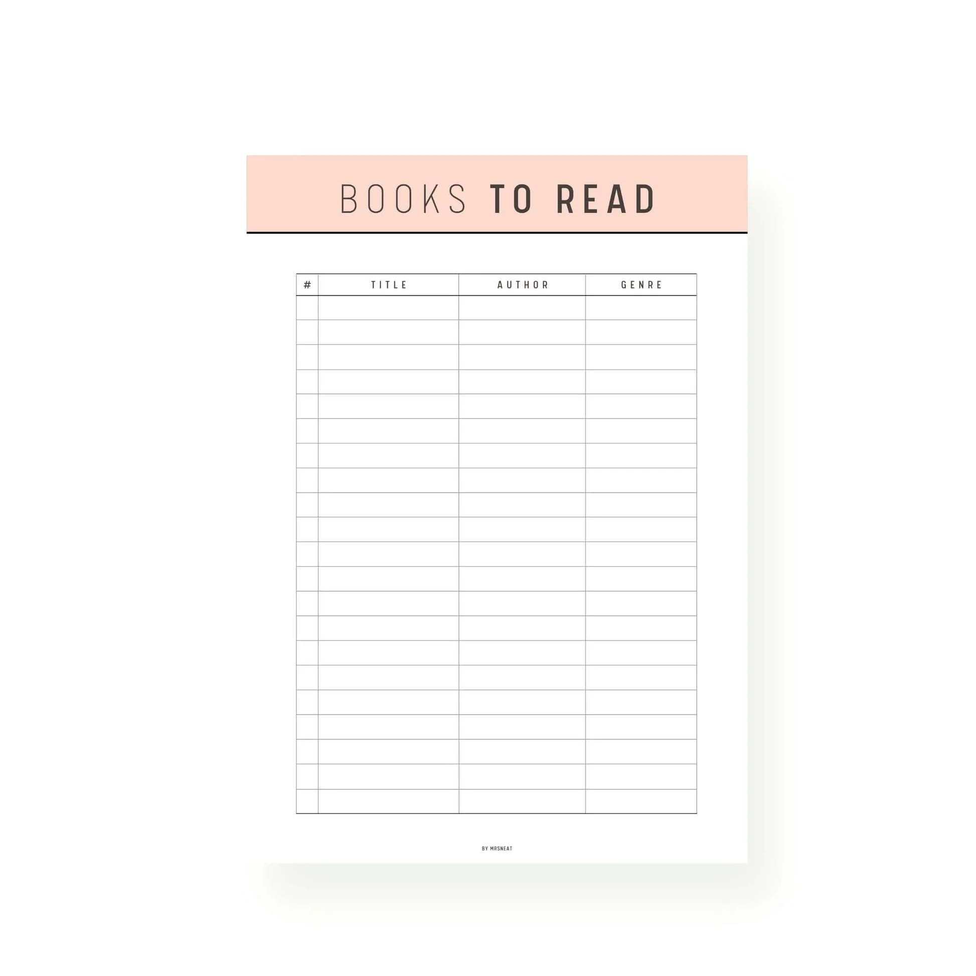 Books To Read List Template Printable M219 Mrsneat