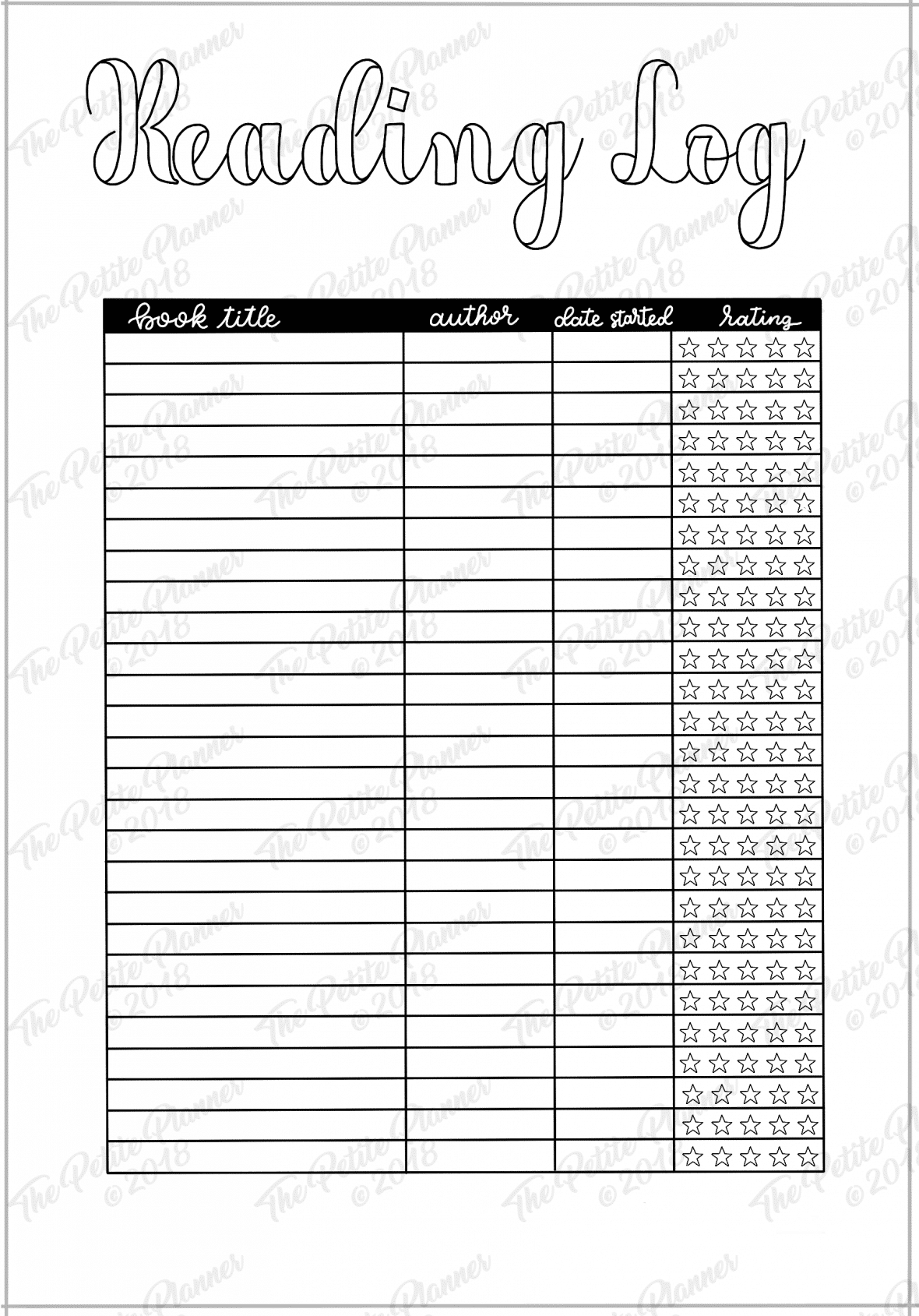 Books To Read Reading Log Printable The Petite Planner Books To Read Reading Log Printable The Petite Planner