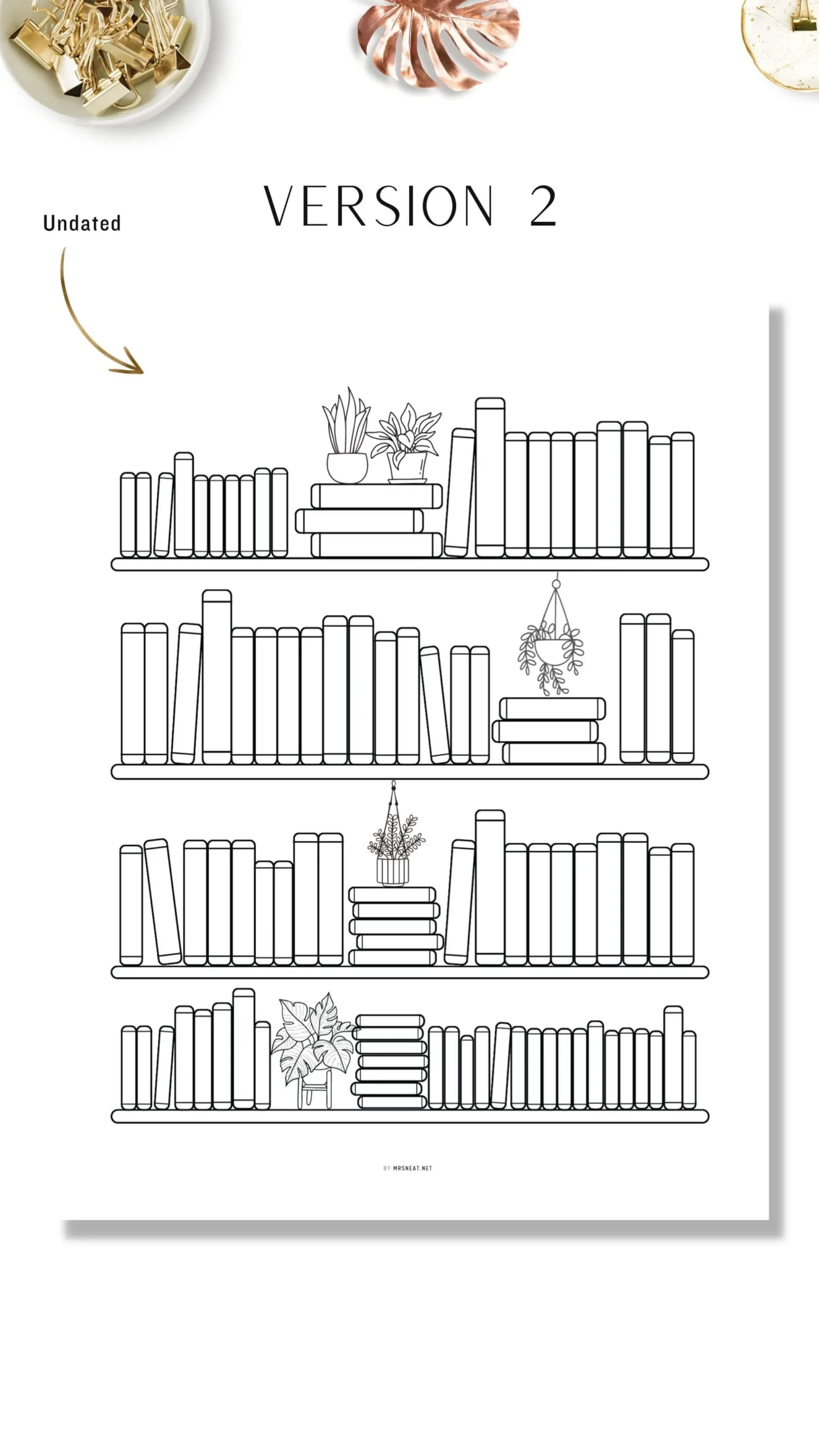 Bookshelf Reading Tracker Printable 100 Books M368 Mrsneat