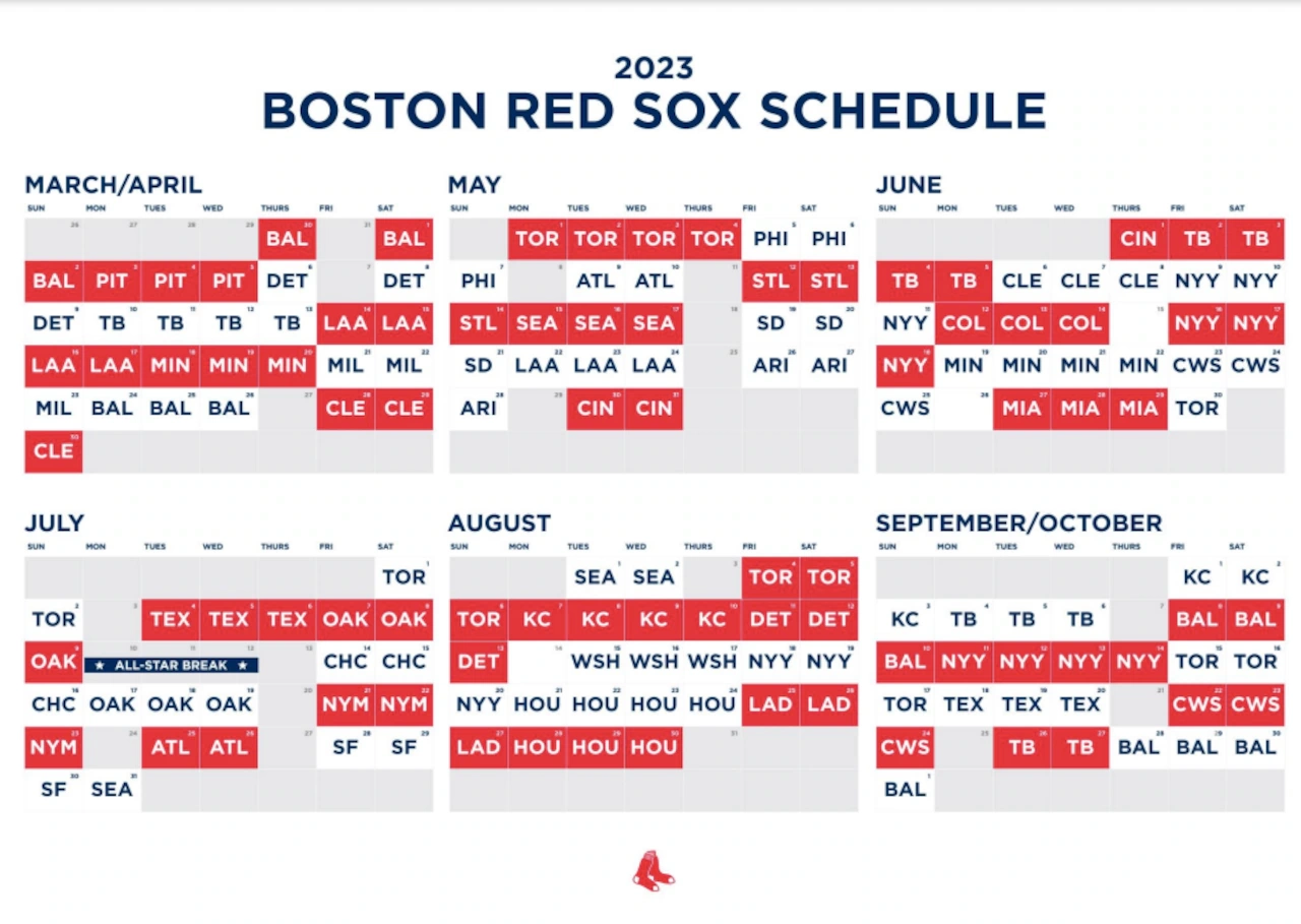 Boston Red Sox 2023 Schedule Includes Trips To Wrigley Field San Francisco Among 46 Interleague Games Opening Day Is March 30 At Home Masslive Boston Red Sox 2023 Schedule Includes Trips To Wrigley Field San Francisco Among 46 Interleague Games Opening Day Is March 30 At Home Masslive