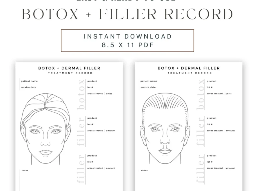 BOTOX Dermal Filler Treatment Record Patient Record BOTOX Dermal Filler Nurse Injector Injectables Form Instant Digital Download Etsy