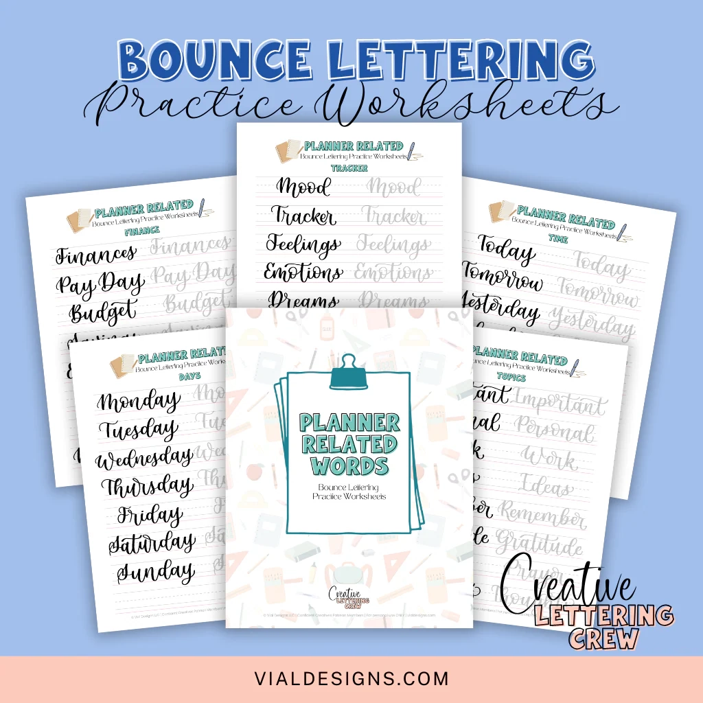 Bounce Lettering Practice Worksheets 100 Planner Words To Perfect Your Style Vial Designs Bounce Lettering Practice Worksheets 100 Planner Words To Perfect Your Style Vial Designs