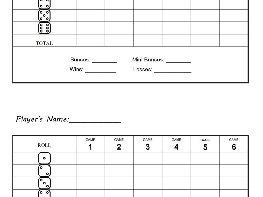 Bunco Scoresheet Template PDF Agile